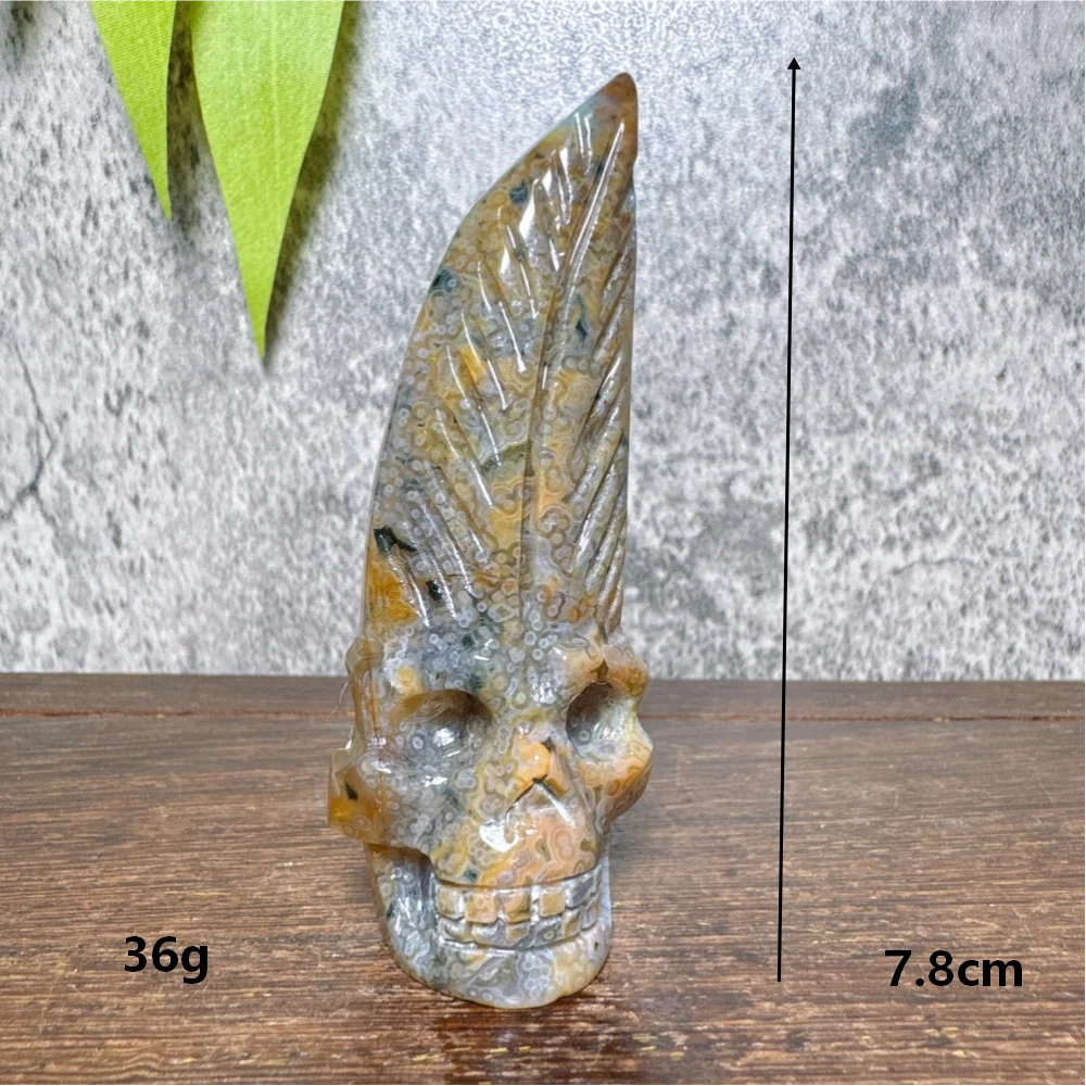Ocean Jasper Feather Skull-ToShay.org