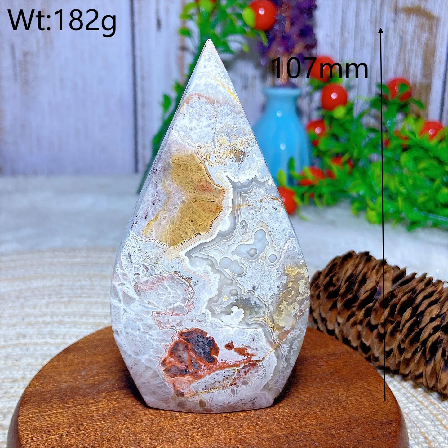 Red White Agate Druzy Flame-ToShay.org
