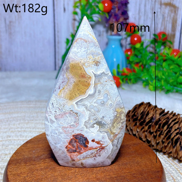 Red White Agate Druzy Flame-ToShay.org
