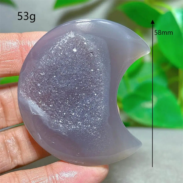 Grey Agate Silk Druzy Moon-ToShay.org