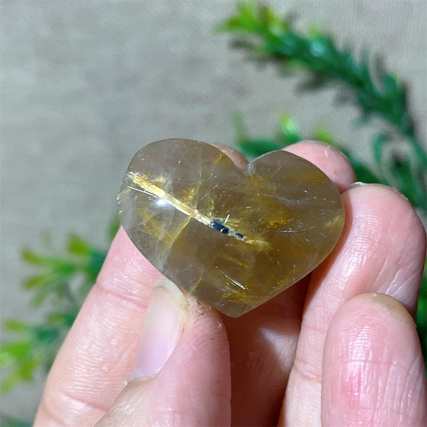 Gold Hair Rutile Quartz Heart-ToShay.org