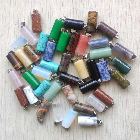 Mixed Crystal Cylinder Pendants-ToShay.org