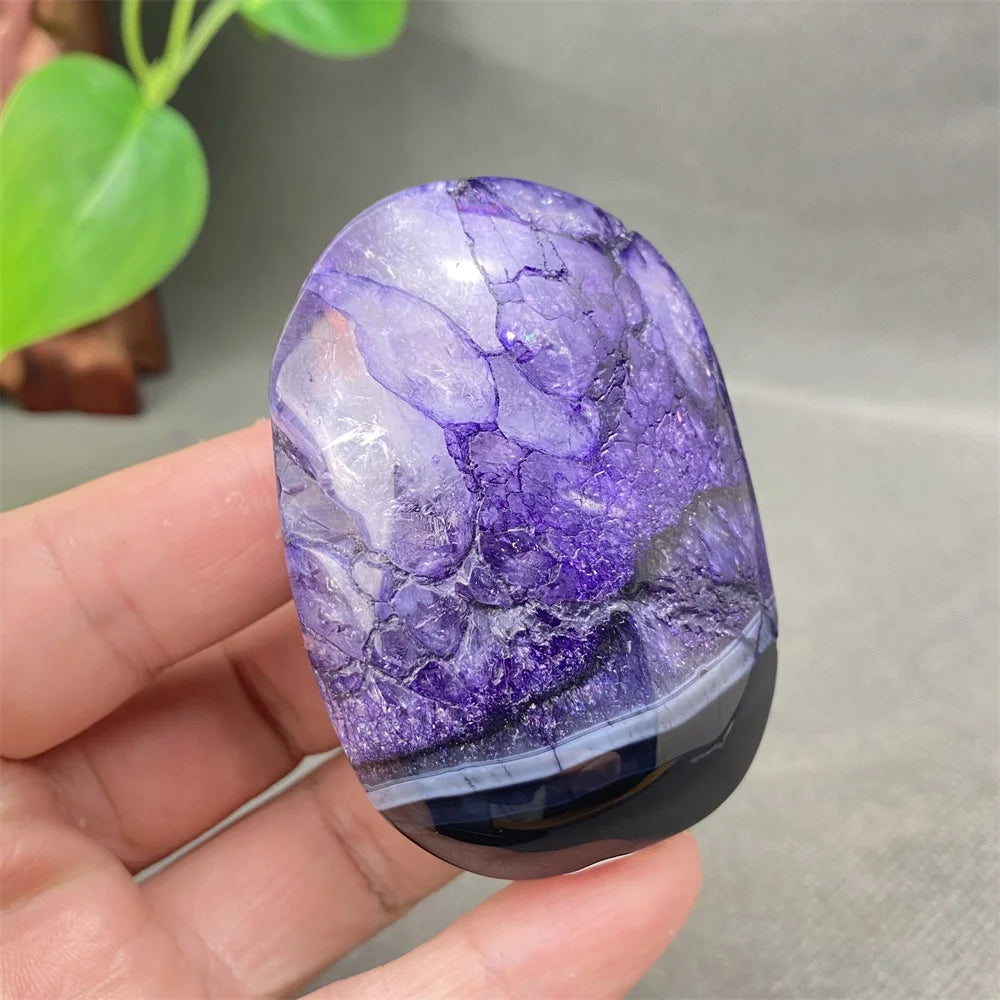 Purple Agate Palm Stone-ToShay.org