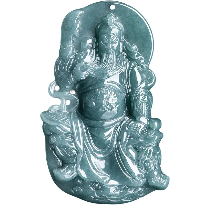 Green Jadeite Guan Gong Pendant-ToShay.org