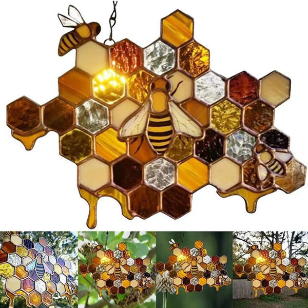 Honeycomb Bee Mosaic Pendant-ToShay.org
