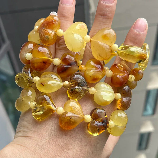 Yellow Amber Heart Bracelets-ToShay.org