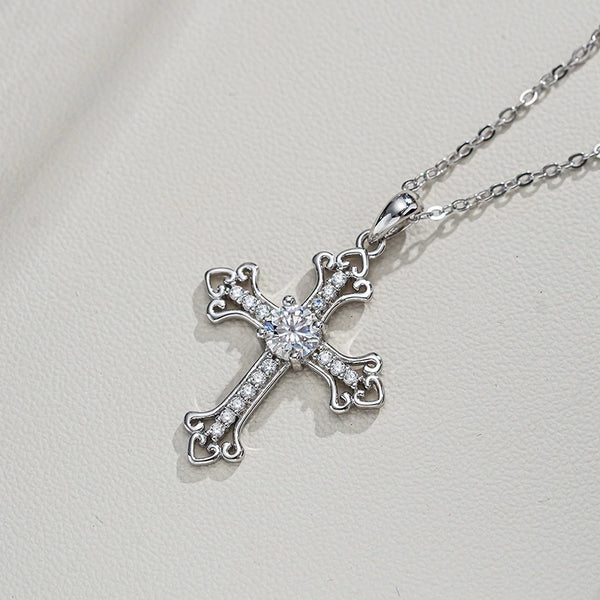 Silver Diamond Cross Pendant-ToShay.org