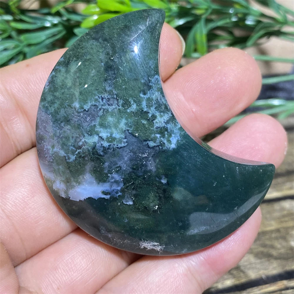 Green Moss Agate Moon-ToShay.org