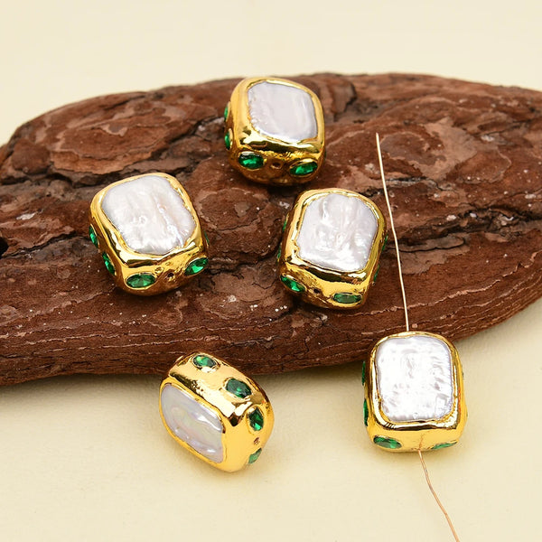 White Pearl Bezel Beads-ToShay.org