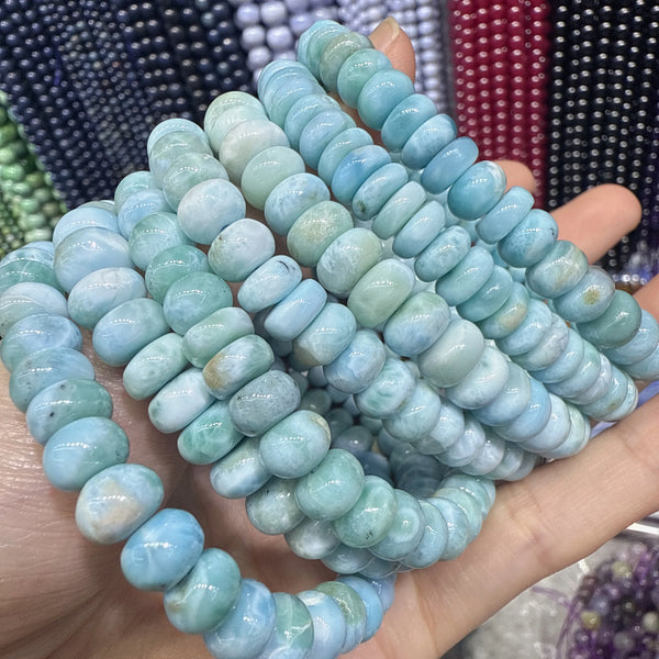 Blue Larimar Rondelle Beads-ToShay.org