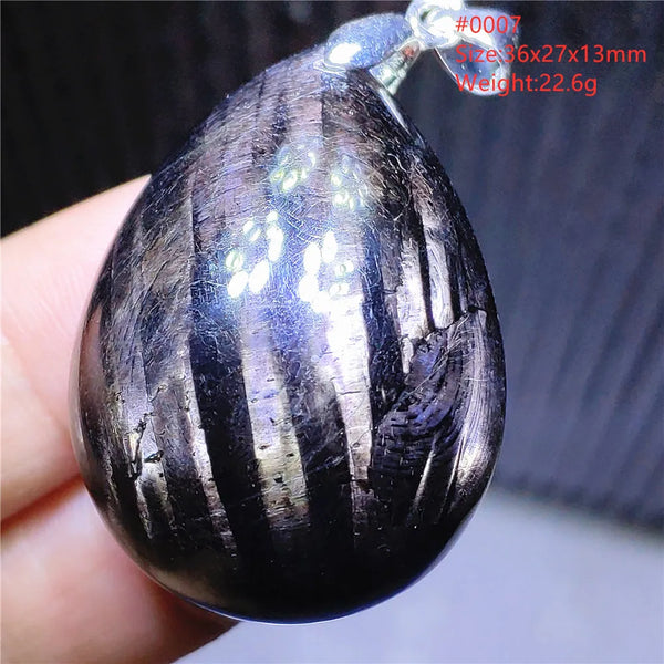 Silver Black Hypersthene Pendant-ToShay.org