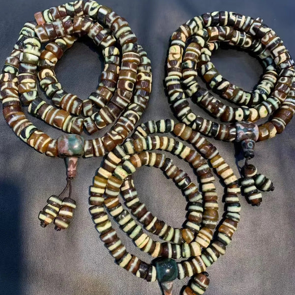 Tibetan Dzi Agate Prayer Beads-ToShay.org