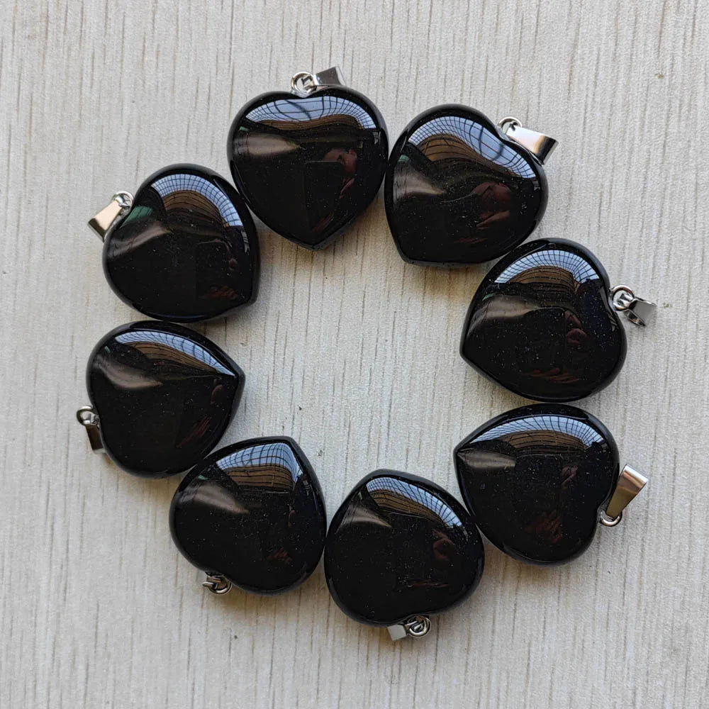 Black Agate Heart Pendants-ToShay.org