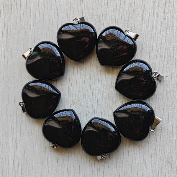 Black Agate Heart Pendants-ToShay.org