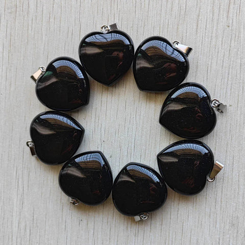 Black Agate Heart Pendants-ToShay.org