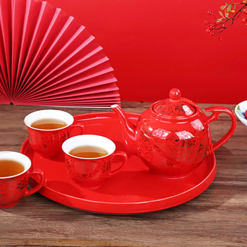Red Porcelain Tea Set-ToShay.org