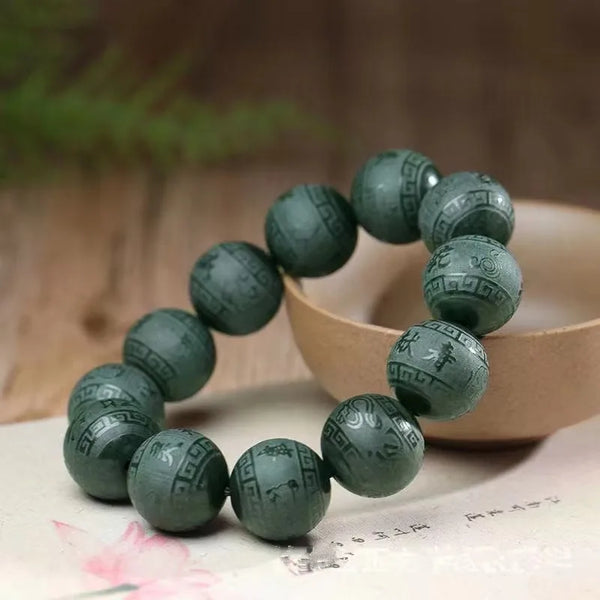 Green Jade Six Word Bracelet-ToShay.org