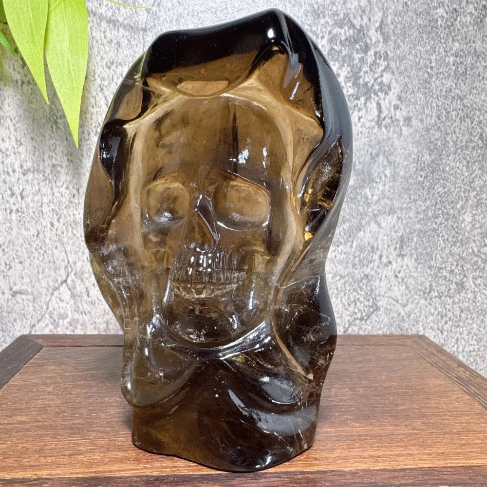 Natural Smoky Quartz Crystal Skull for Wicca Witchcraft Healing Stones Home Decor Room Decor Maison Decorative Cranium-ToShay.org