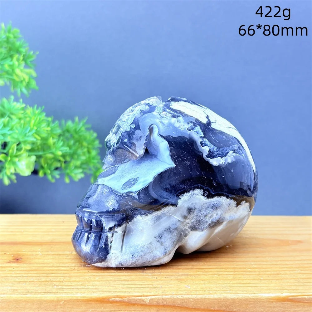 Grey Volcanic Agate Skull-ToShay.org