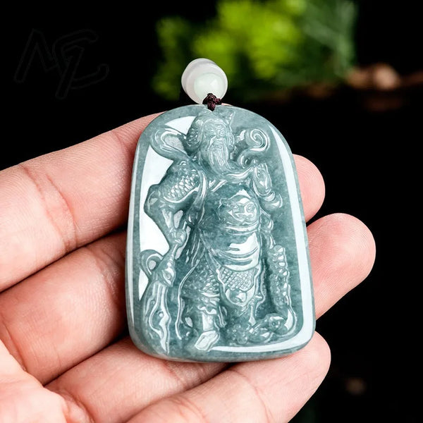 Blue Jade Guan Gong Pendant-ToShay.org