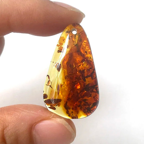 Yellow Piebald Amber Pendant-ToShay.org