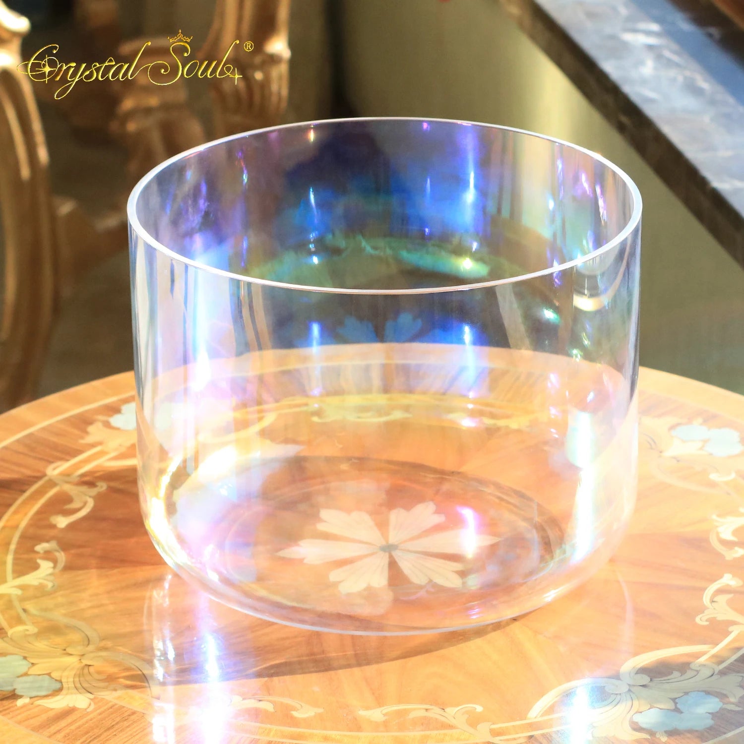Clear Aurora Crystal Singing Bowl-ToShay.org