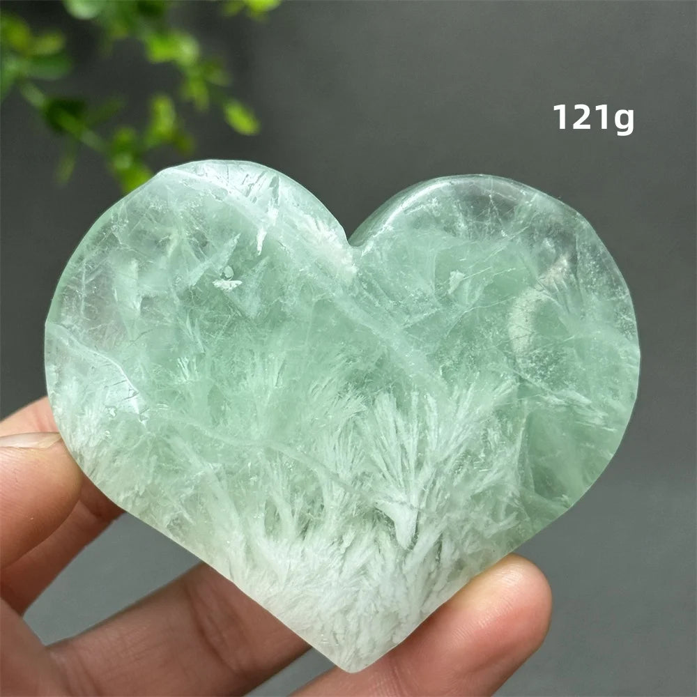 Green Feather Fluorite Heart-ToShay.org