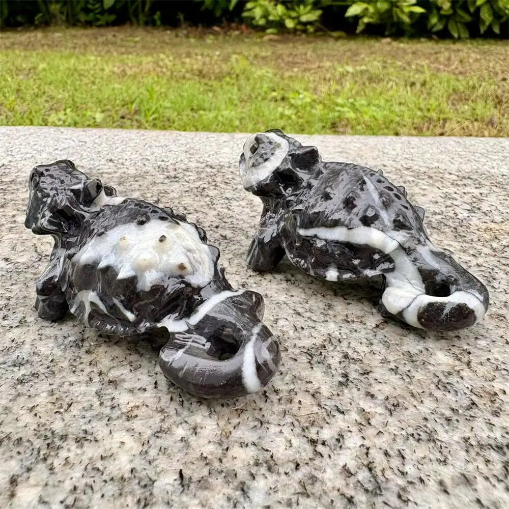 Natural ShellStone Lizard Animal Carving Energy Healing Polished Mineral Home Decor Ornament Figurine-ToShay.org