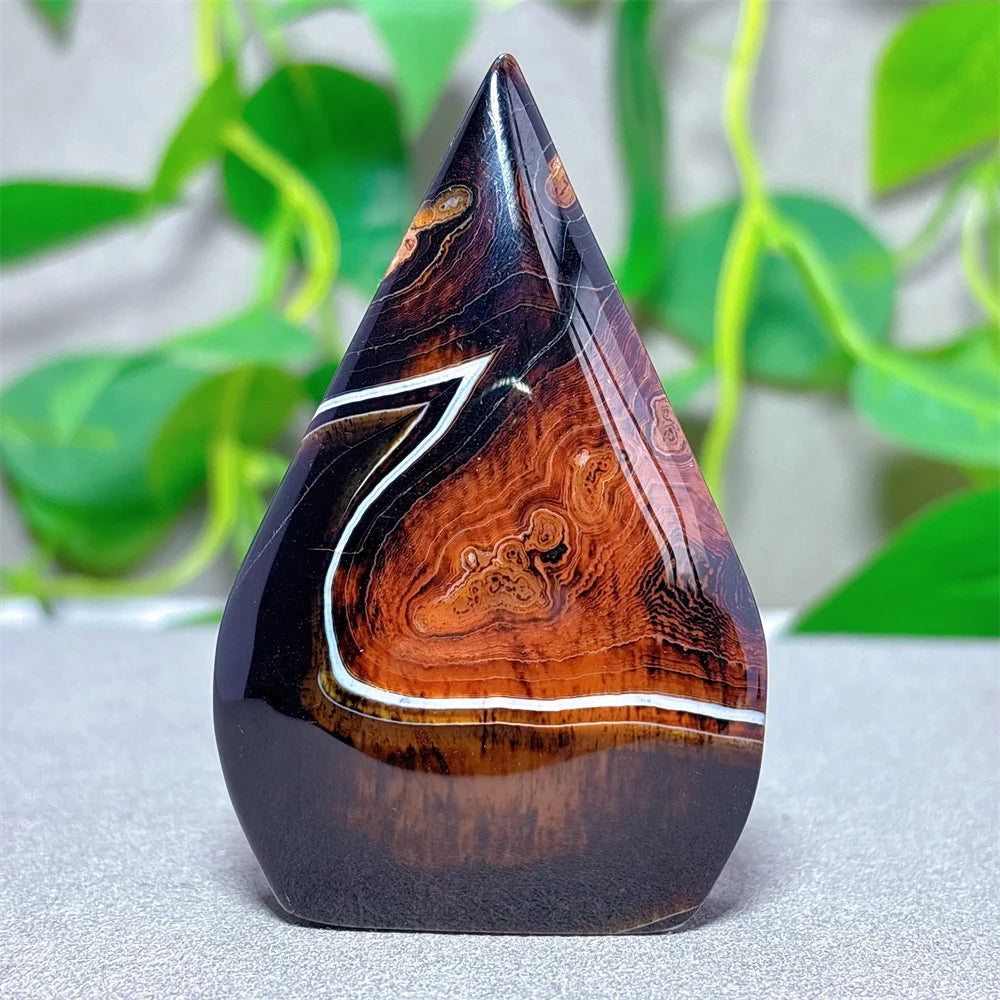 Black Red Silk Agate Flame-ToShay.org
