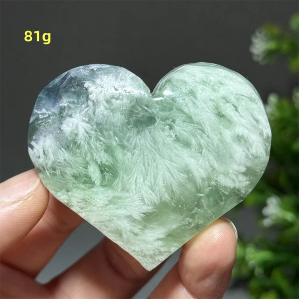 Green Feather Fluorite Heart-ToShay.org
