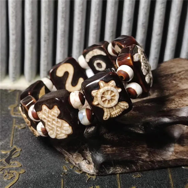 Tibetan Agate Dzi Beads Bracelet-ToShay.org