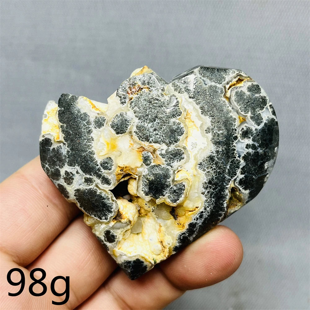 Yellow Chalcopyrite Agate Heart-ToShay.org