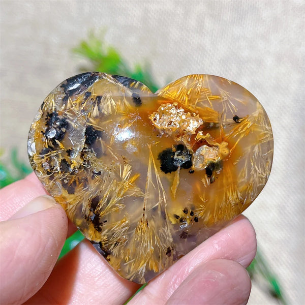 Yellow Hair Agate Heart-ToShay.org