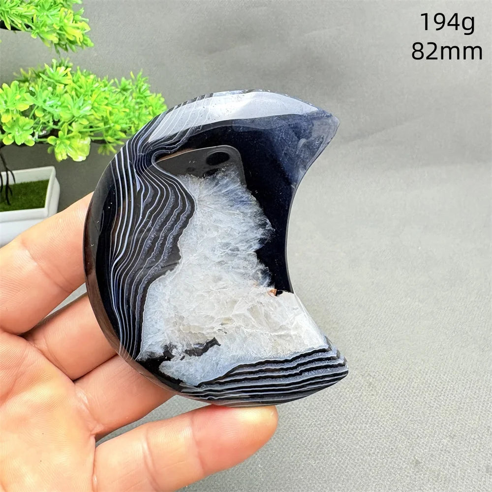 Black Agate Crescent Moon-ToShay.org