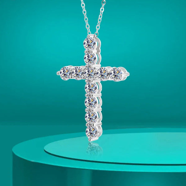 Silver Diamond Cross Pendant-ToShay.org
