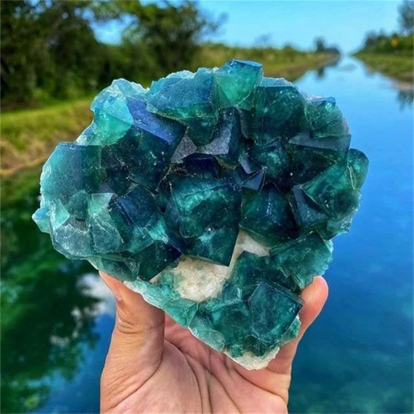Green Fluorite Crystal Cluster-ToShay.org