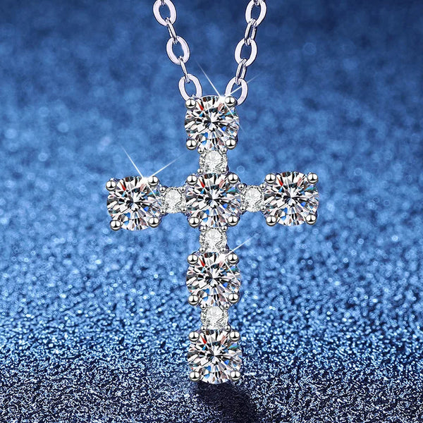 Silver Diamond Cross Necklace-ToShay.org