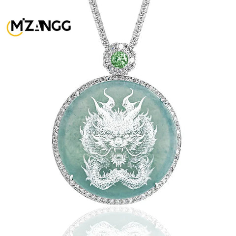 Blue Jadeite Dragon Pendant-ToShay.org