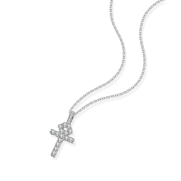 Silver Diamond Ankh Cross-ToShay.org