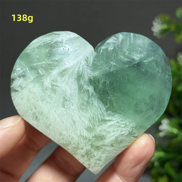 Green Feather Fluorite Heart-ToShay.org