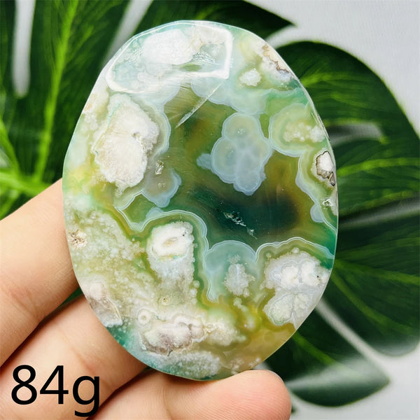 Green Flower Agate Palm Stone-ToShay.org