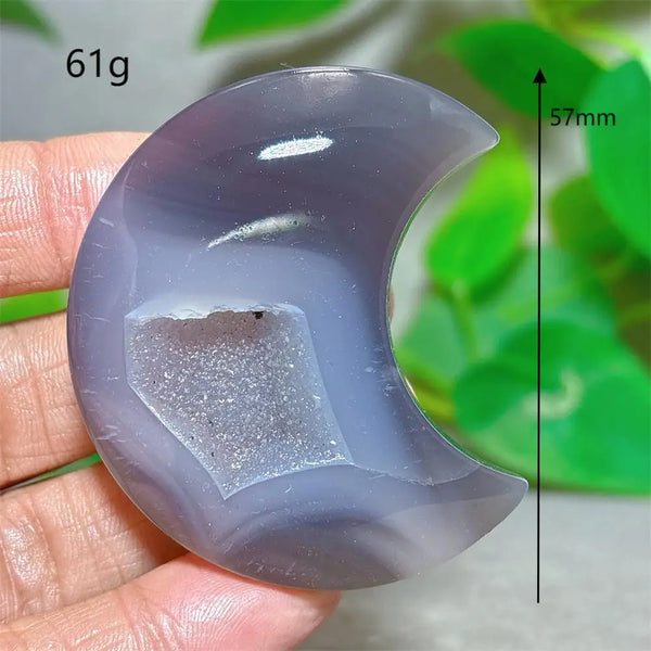 Grey Agate Silk Druzy Moon-ToShay.org