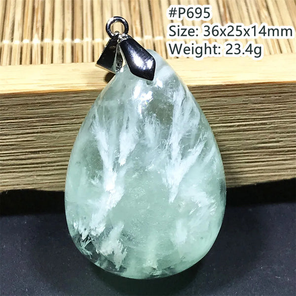 Green Feather Fluorite Pendant-ToShay.org
