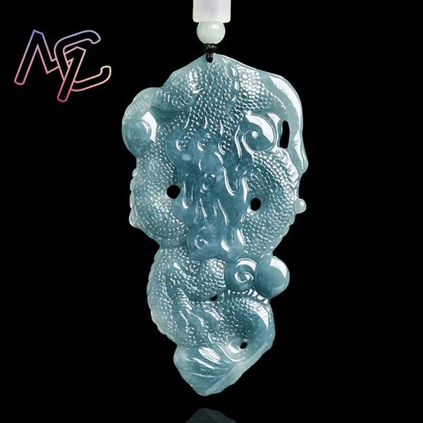 Blue Jadeite Dragon Pendant-ToShay.org