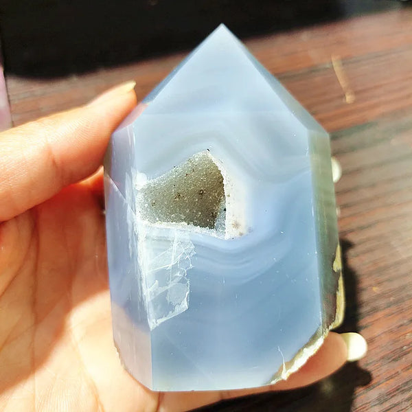 Blue Agate Geode Point-ToShay.org