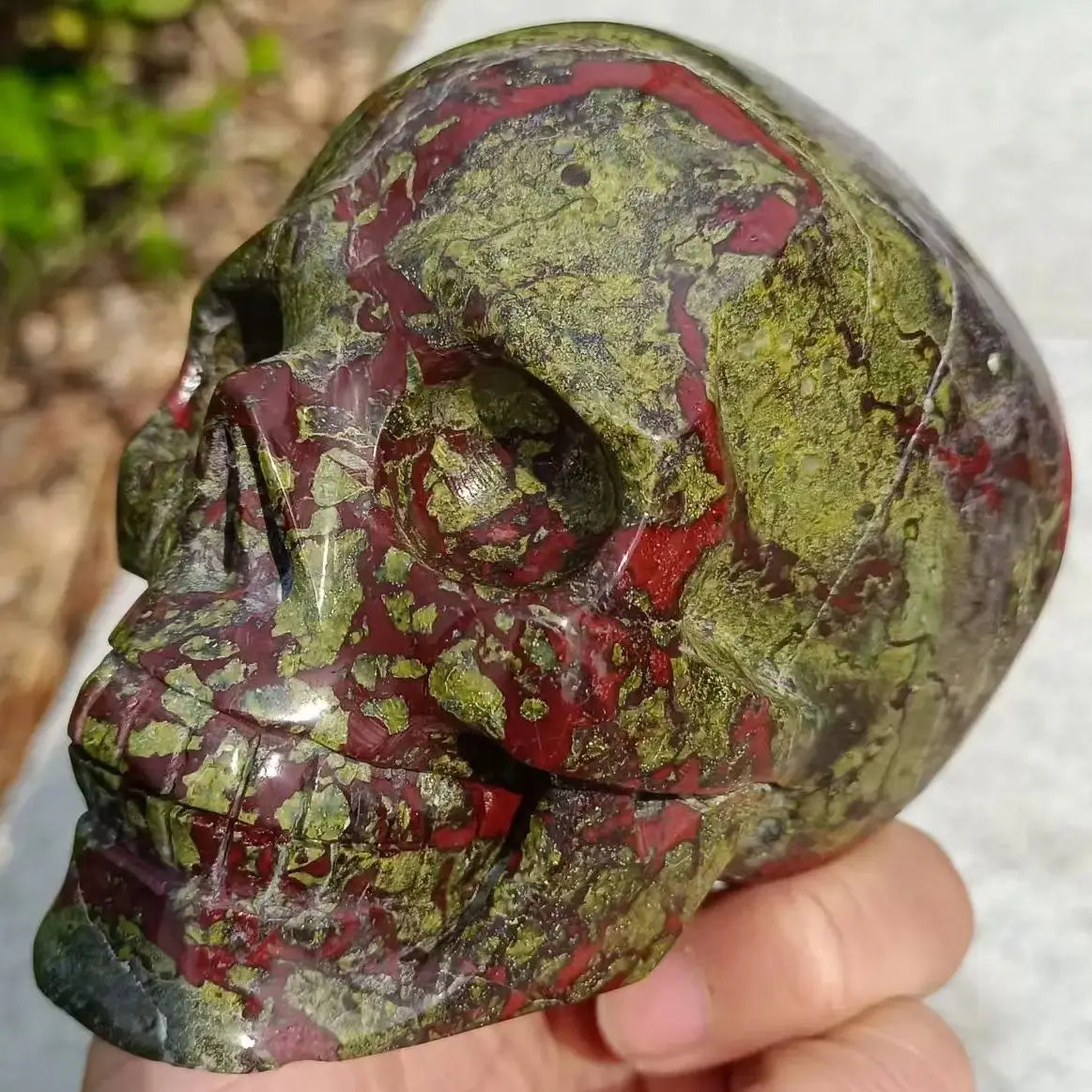 Green Dragon Blood Stone Skull-ToShay.org