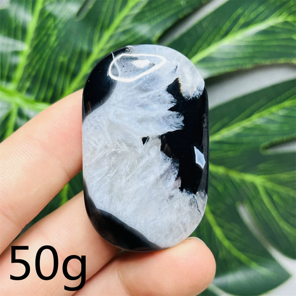 Black White Agate Palm Stone-ToShay.org