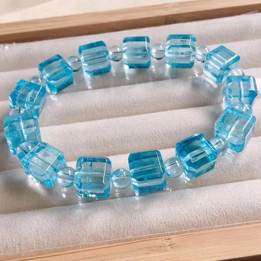 Blue Topaz Cube Bracelet-ToShay.org