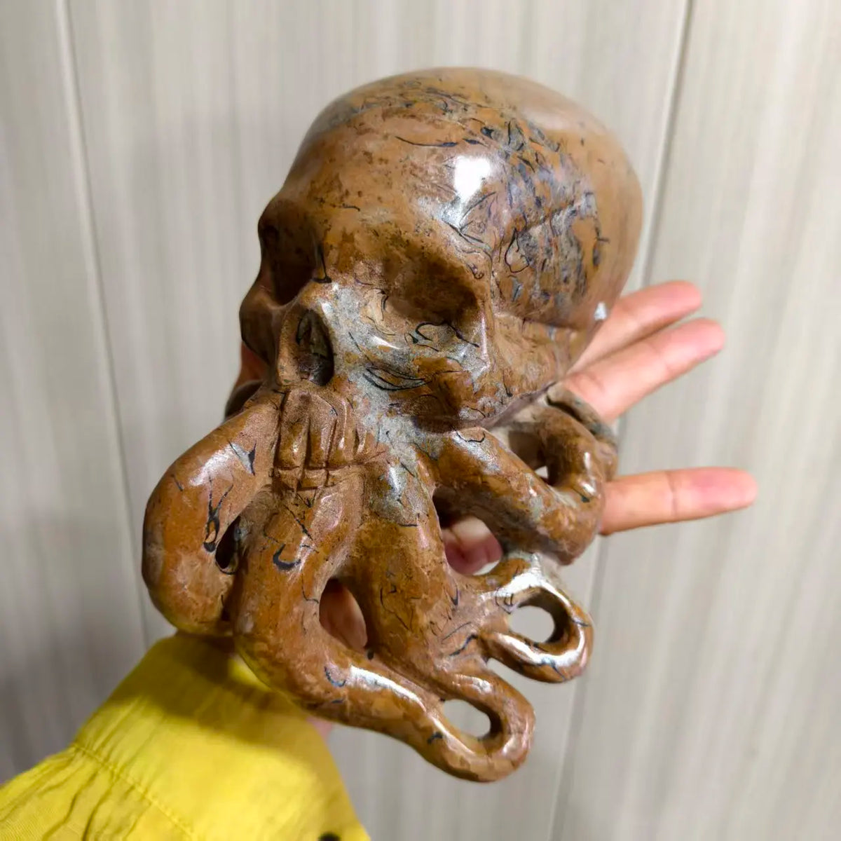 Brown Jasper Octopus Skull-ToShay.org