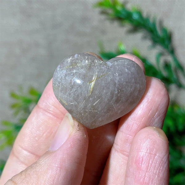 Gold Hair Rutile Quartz Heart-ToShay.org